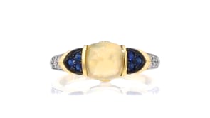 Ethiopian Opal Ring with .13 ct. t.w. Diamonds and .10 ct. t.w. Sapphires in 14kt Yellow Gold