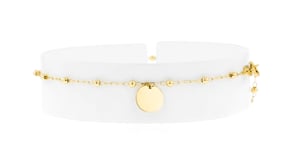 Italian 14kt Yellow Gold Personalized Disc Charm Bead Station Anklet