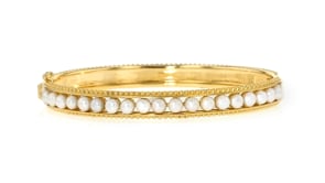 3.5-4mm Cultured Pearl Bangle Bracelet in 18kt Gold Over Sterling