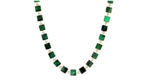 30.00 ct. t.w. Emerald Square-Link Necklace in 18kt Gold Over Sterling