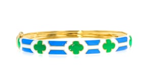 Multicolored Enamel Clover Bangle Bracelet in 18kt Gold Over Sterling