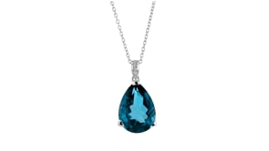 13.00 Carat London Blue Topaz Pendant Necklace with Diamond Accents in Sterling Silver