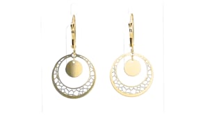 Italian 14kt Yellow Gold Openwork Circle Drop Earrings
