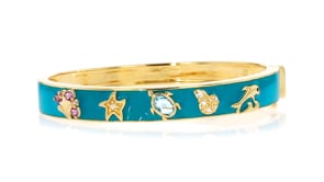 96 ct. t.w. Multi-Gemstone and Blue Enamel  Sea Life Bangle Bracelet in 18kt Gold Over Sterling