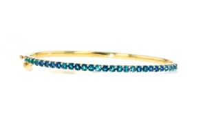 2.40 ct. t.w. London Blue Topaz Bangle Bracelet in 18kt Gold Over Sterling