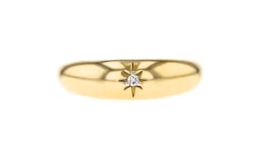 Diamond-Accented Star Dome Ring in 14kt Yellow Gold