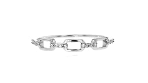Diamond-Accented Paper Clip Link Ring in Sterling Silver