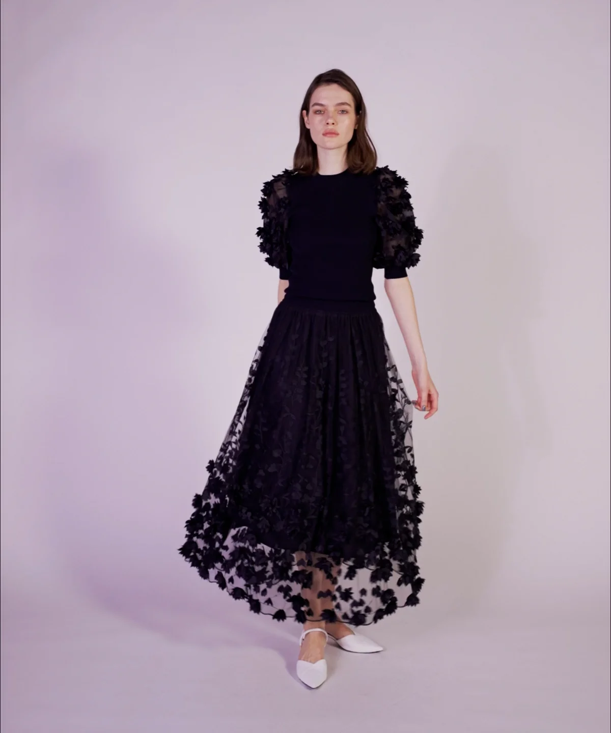 Sov. / 花柄チュールニットトップス TOPS Night STORE | ダブル Sov. / 花柄チュールニットトップス TOPS Night STORE | ダブル