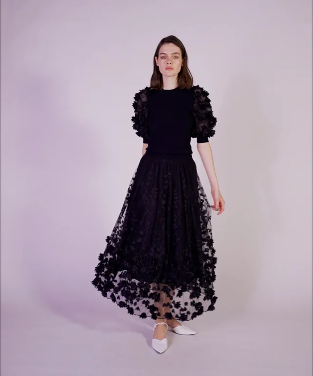 Sov. / 花柄チュールニットトップス TOPS Night STORE | ダブル 