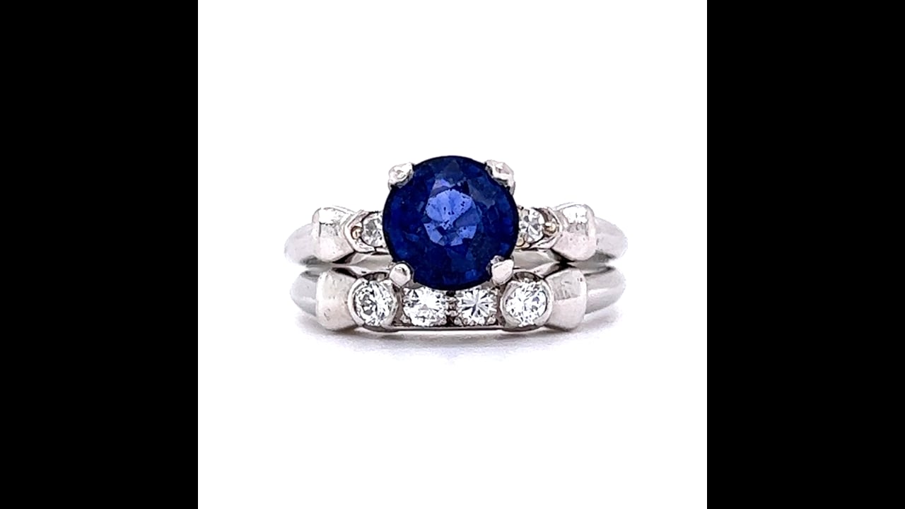 1930's Engagement Ring Set w/ Sapphire & Diamonds – Filigree Jewelers