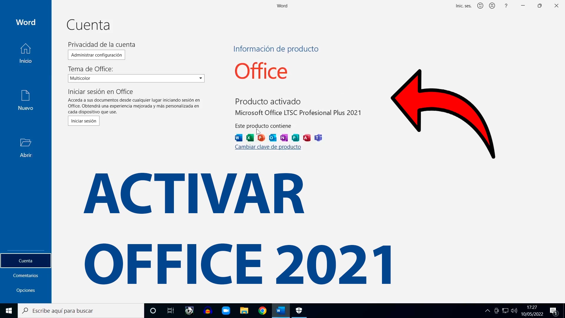 Activar Office 2021 En Windows 10 Activador Office 2021 Activacion De La Licencia Office 2929