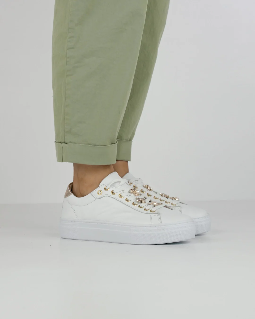 Sneakers woman white leather Barca Stores