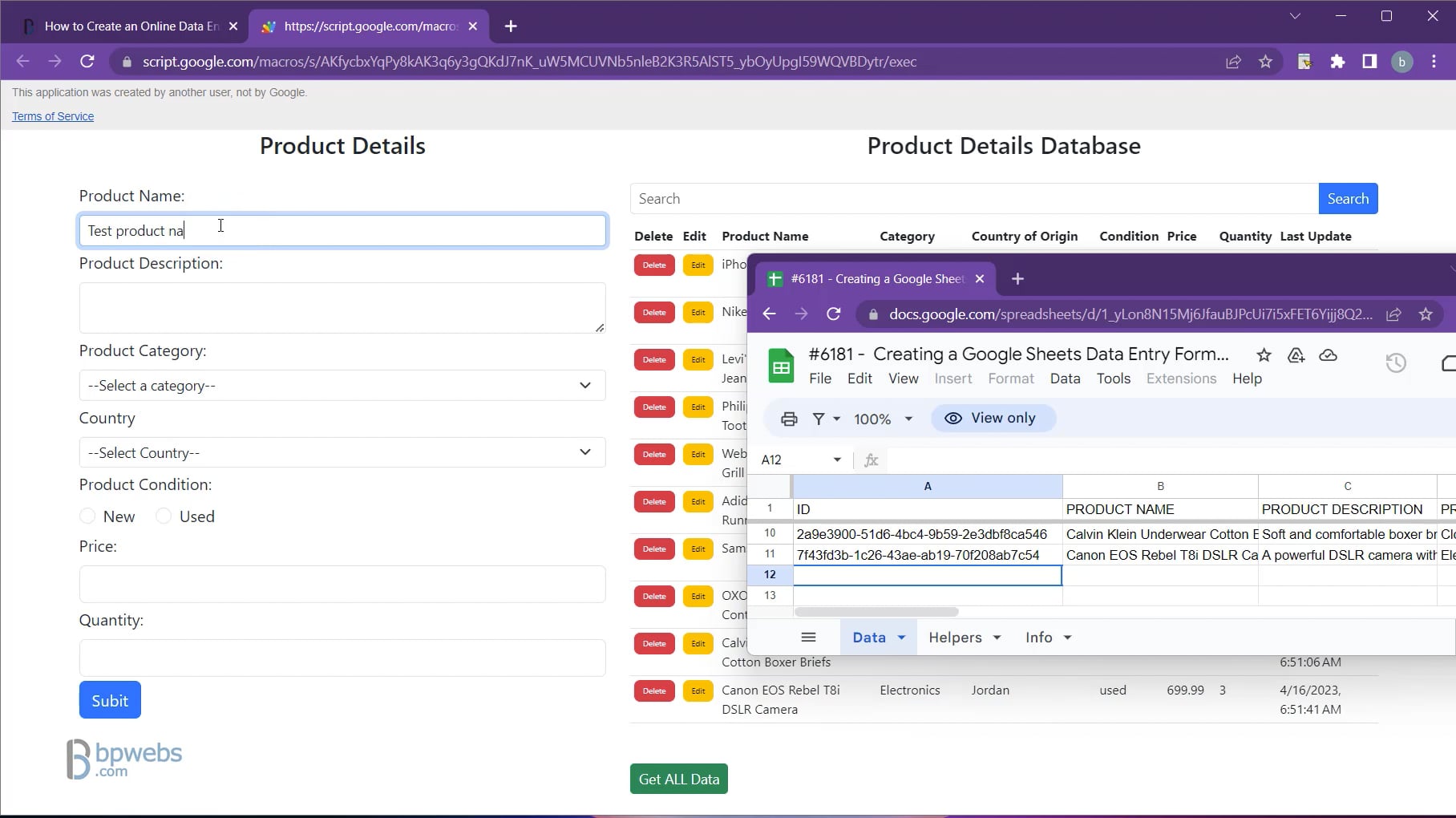 Creating a Google Sheets Data Entry Form with CRUD Capabilities for ...