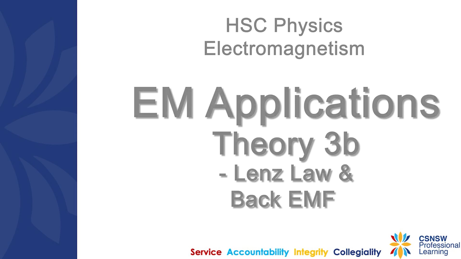 CrookED Science CSNSW 6.4 EM Applications Theory 3a Lenz Law & Back