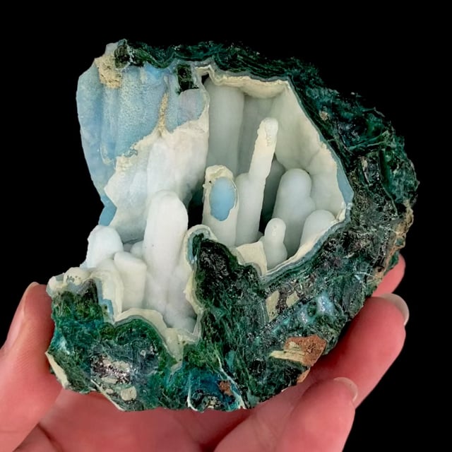 Chrysocolla stalactites coated by Quartz (classic material)  Ray Mine,  Scott Mountain, Dripping Springs Mts., Pinal Co., Arizona, USA