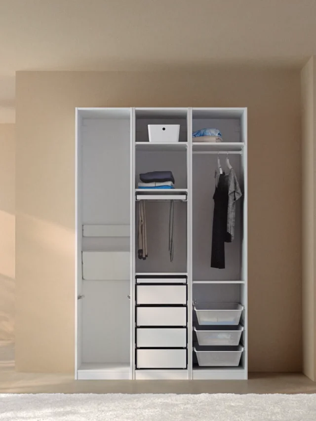 PAX / GRIMO/ÅHEIM armario esquinero, blanco/blanco espejo, 210/160x236 cm -  IKEA