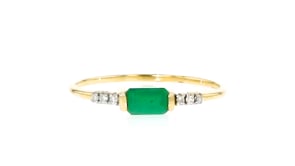 20 Carat Emerald Ring with Diamond Accents in 14kt Yellow Gold