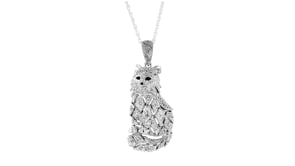 15 ct. t.w. Black and White Diamond Cat Pendant Necklace in Sterling Silver