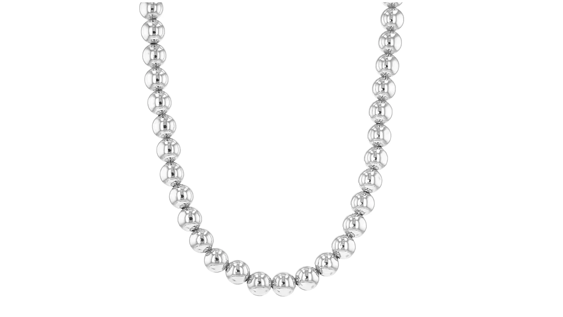 Italian 8mm Sterling Silver Bead Necklace