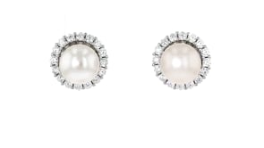7.5mm Cultured Pearl and 1.10 ct. t.w. CZ Jewelry Set Earrings and Earring Jackets in Sterling Silver
