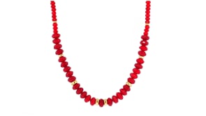 4.5-8mm Red Coral Bead Graduated Necklace with 14kt Yellow Gold