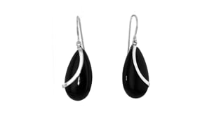 Black Onyx and Sterling Silver Curve Drop Earrings