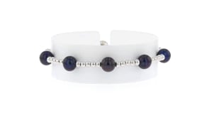 7-7.5mm Black Cultured Pearl and Sterling Silver Bead Station Bolo Bracelet