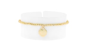 14kt Yellow Gold Personalized Heart Charm Bead Bracelet