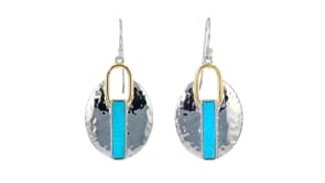 Turquoise Drop Earrings in Two-Tone Sterling Silver