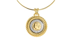 Italian Andiamo 14kt Yellow Gold Over Resin Genuine 500-Lira Coin Pendant