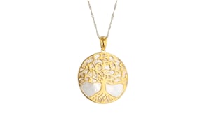 Mother-of-Pearl Tree of Life Pendant Necklace in 18kt Gold Over Sterling