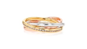 20 ct. t.w. Diamond Rolling Ring in Tri-Colored Sterling Silver