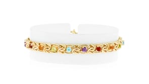 2.60 ct. t.w. Multi-Gemstone Byzantine Bracelet in 18kt Gold Over Sterling