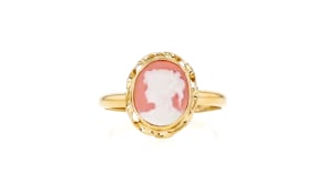 Italian Pink Porcelain Cameo Ring in 18kt Gold Over Sterling