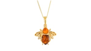 Amber Bumblebee Pendant Necklace in 18kt Gold Over Sterling