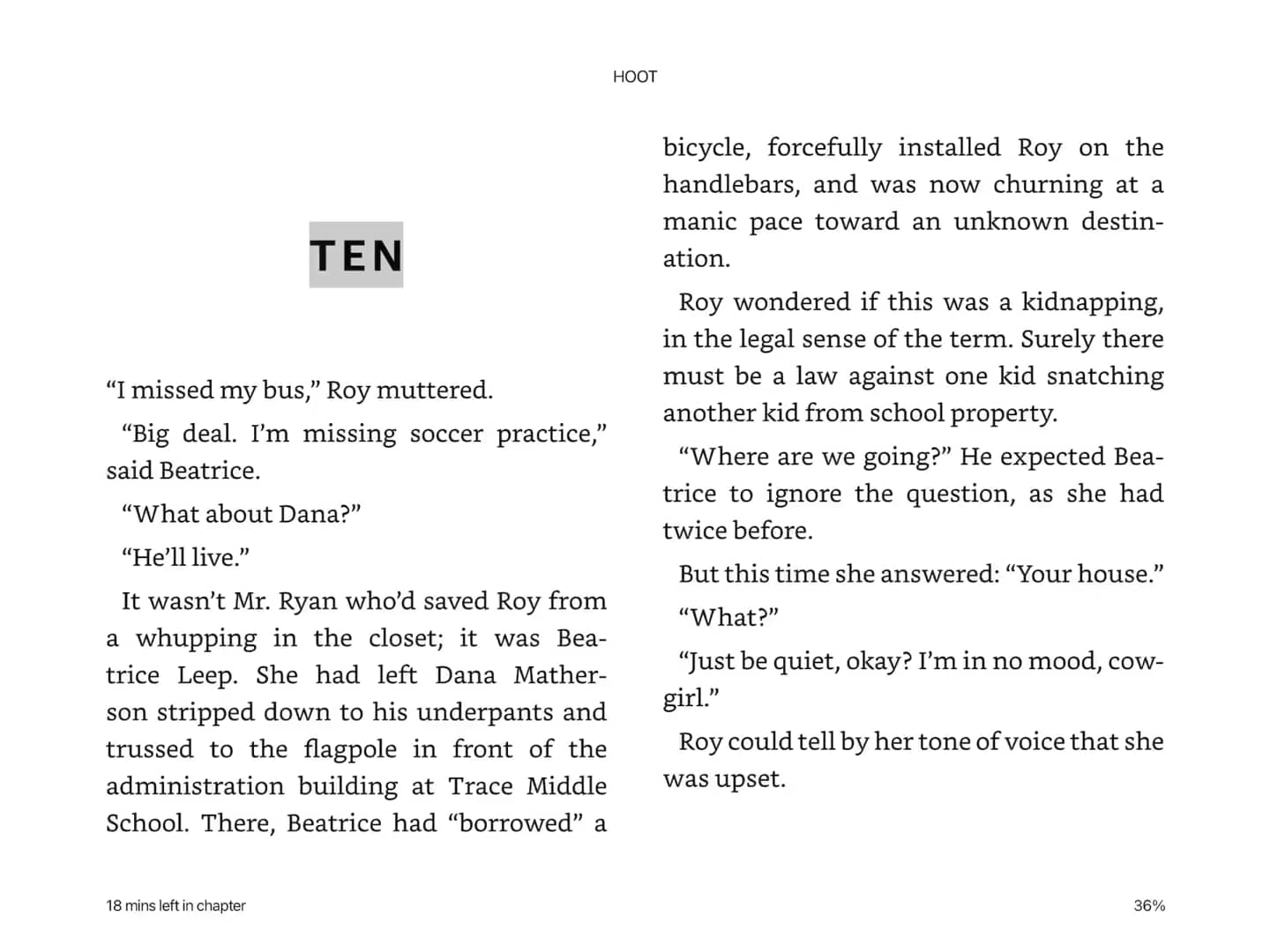 Hoot chapter 10 read aloud on vimeo