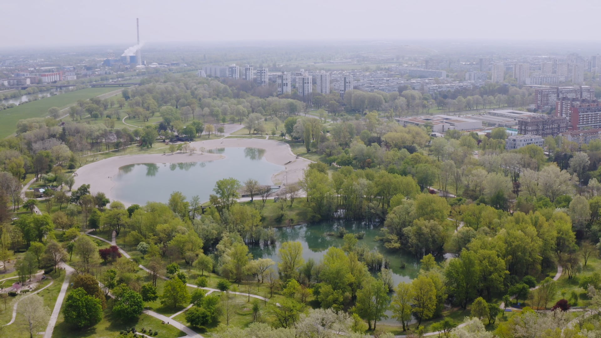 Bundek lake Zagreb in spring wide