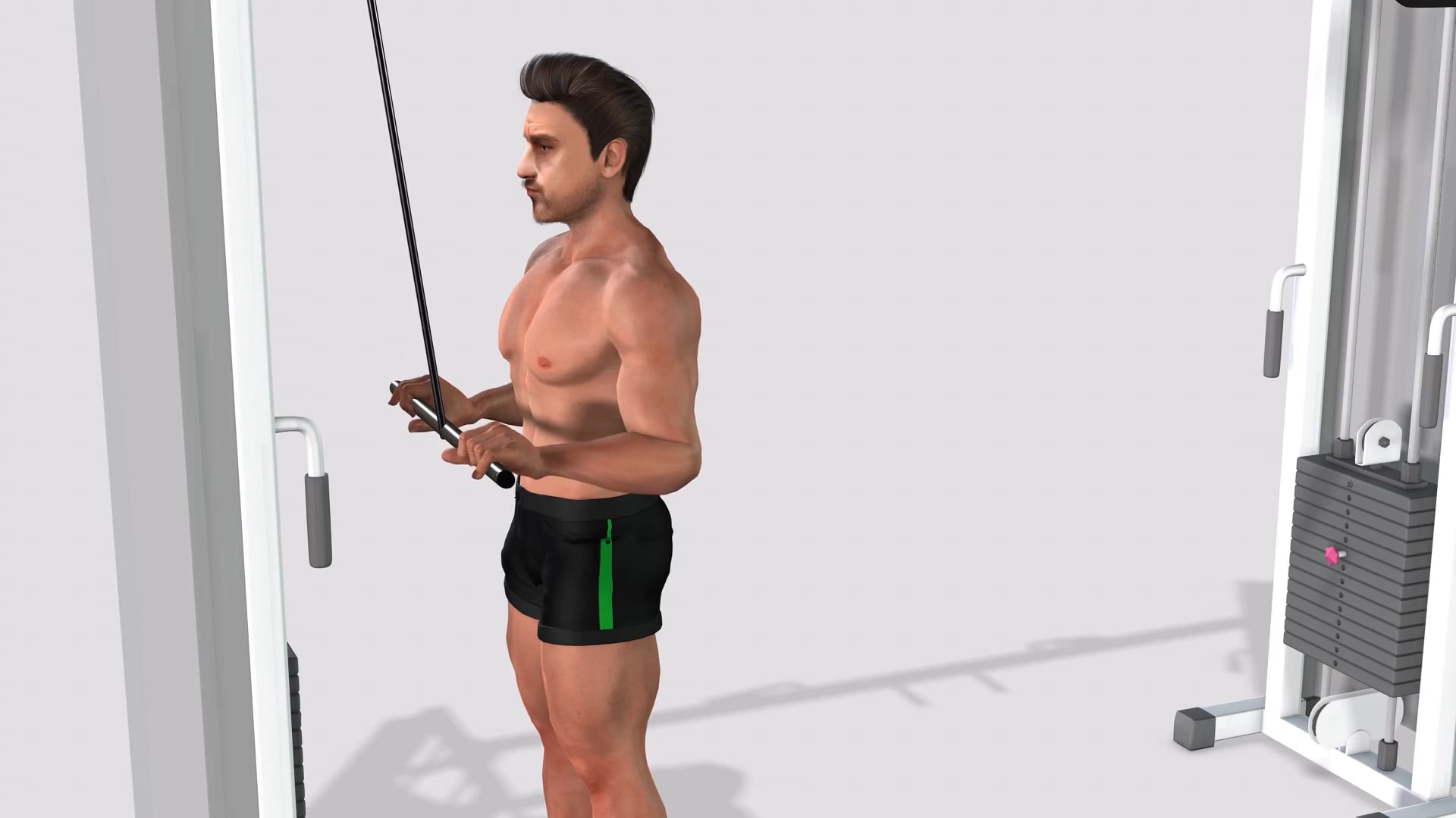 Cable Triceps Pushdowns Straight Bar on Vimeo