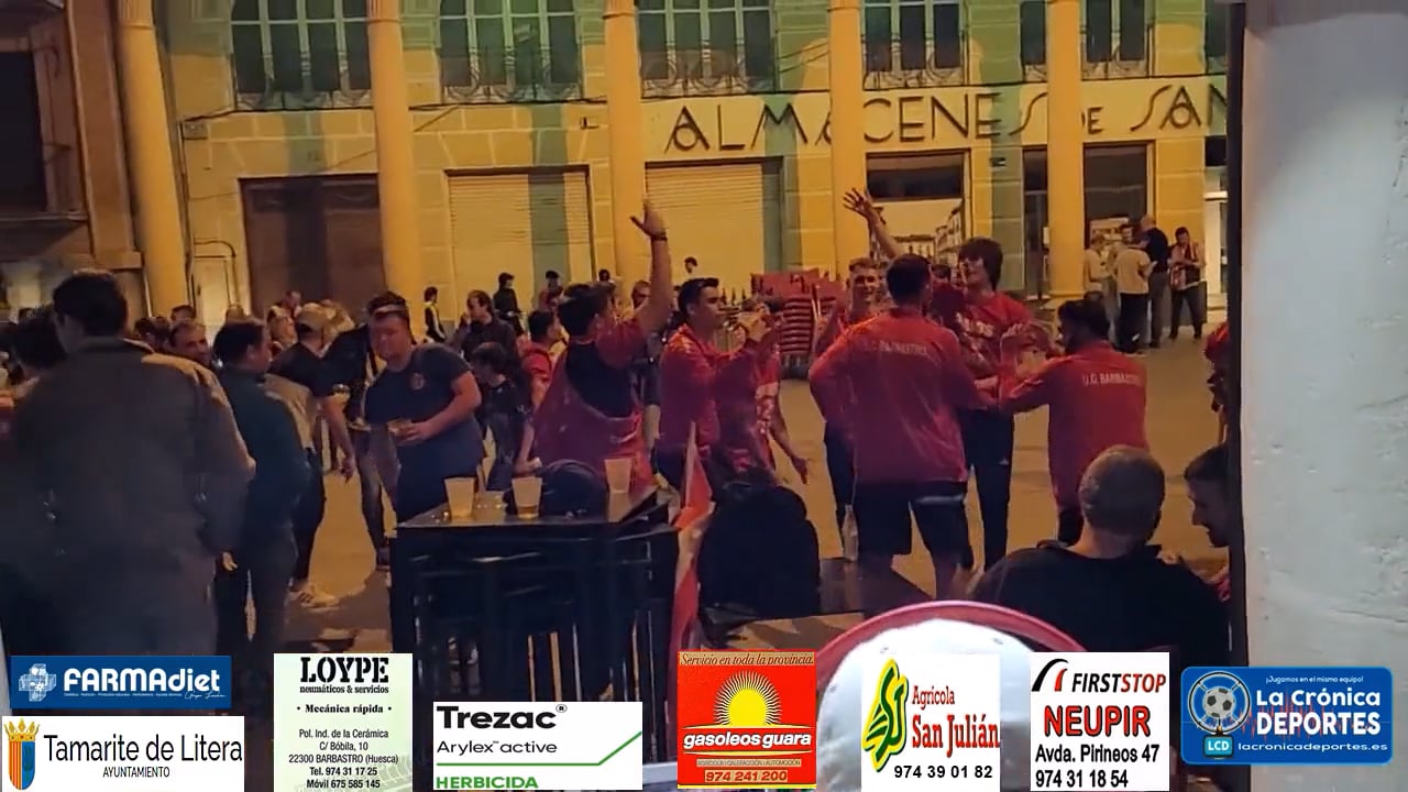 BARBASTRO SE VISTE DE FIESTA (Jugadores, Directivos y Afición, Celebran el Ascenso) 23.04.2023