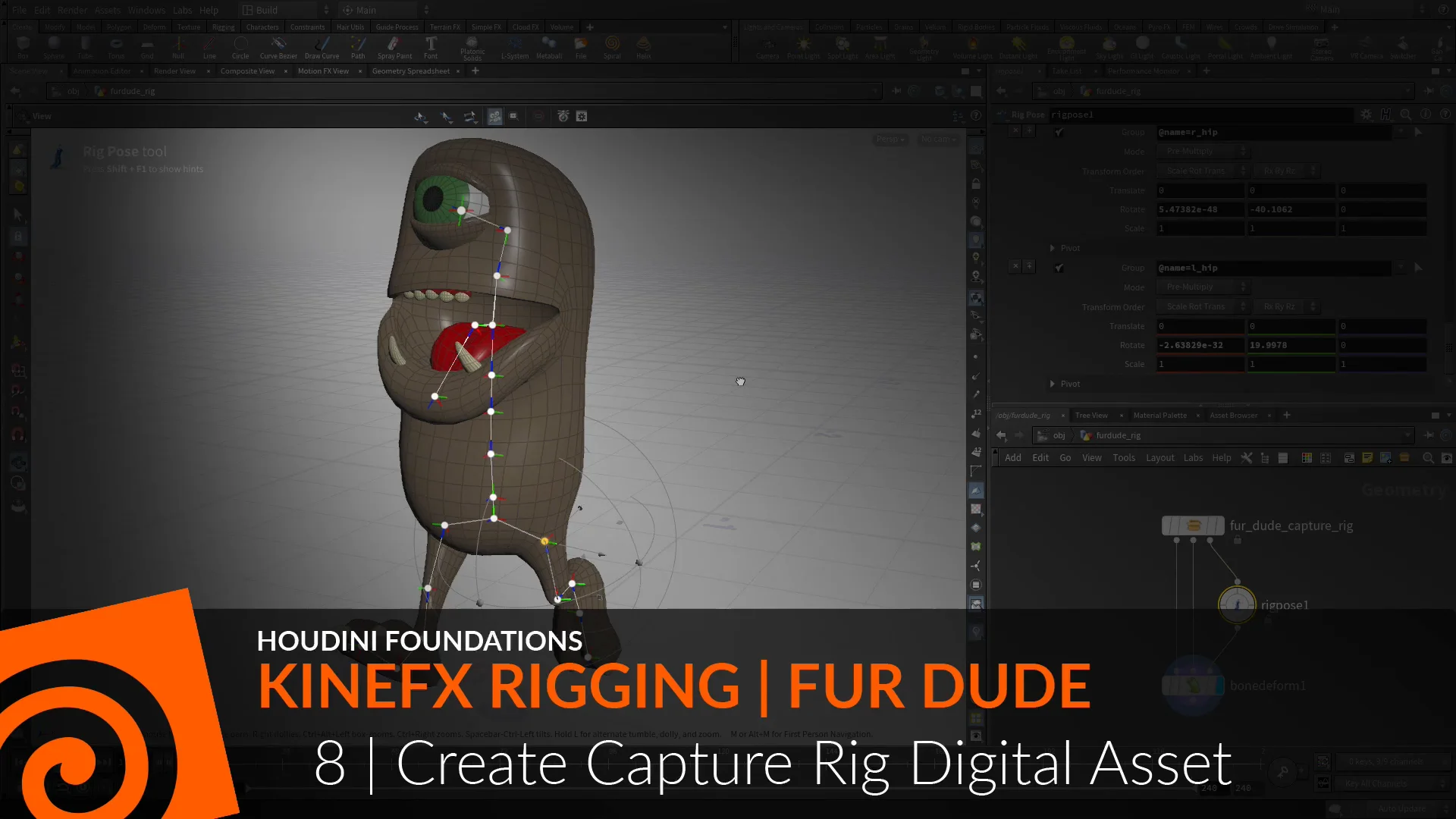 Houdini Foundations | Rig Fur Dude with KineFX 8 | Create Capture Rig ...