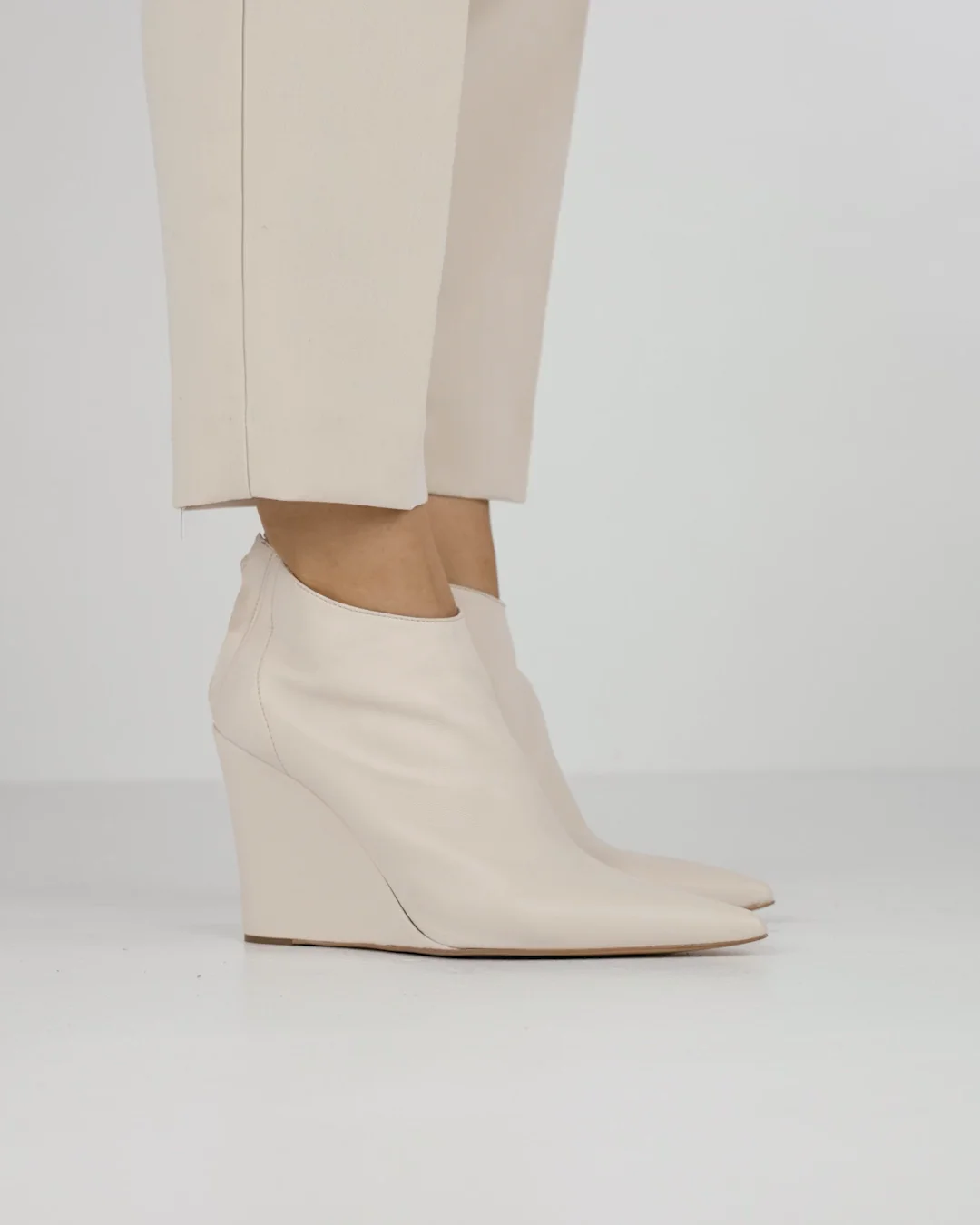 High heel ankle boots woman heel cm white leather Barca Stores