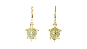 Jade Turtle Drop Earrings in 18kt Gold Over Sterling