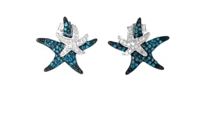 50 ct. t.w. Blue and White Diamond Starfish Earrings in Sterling Silver