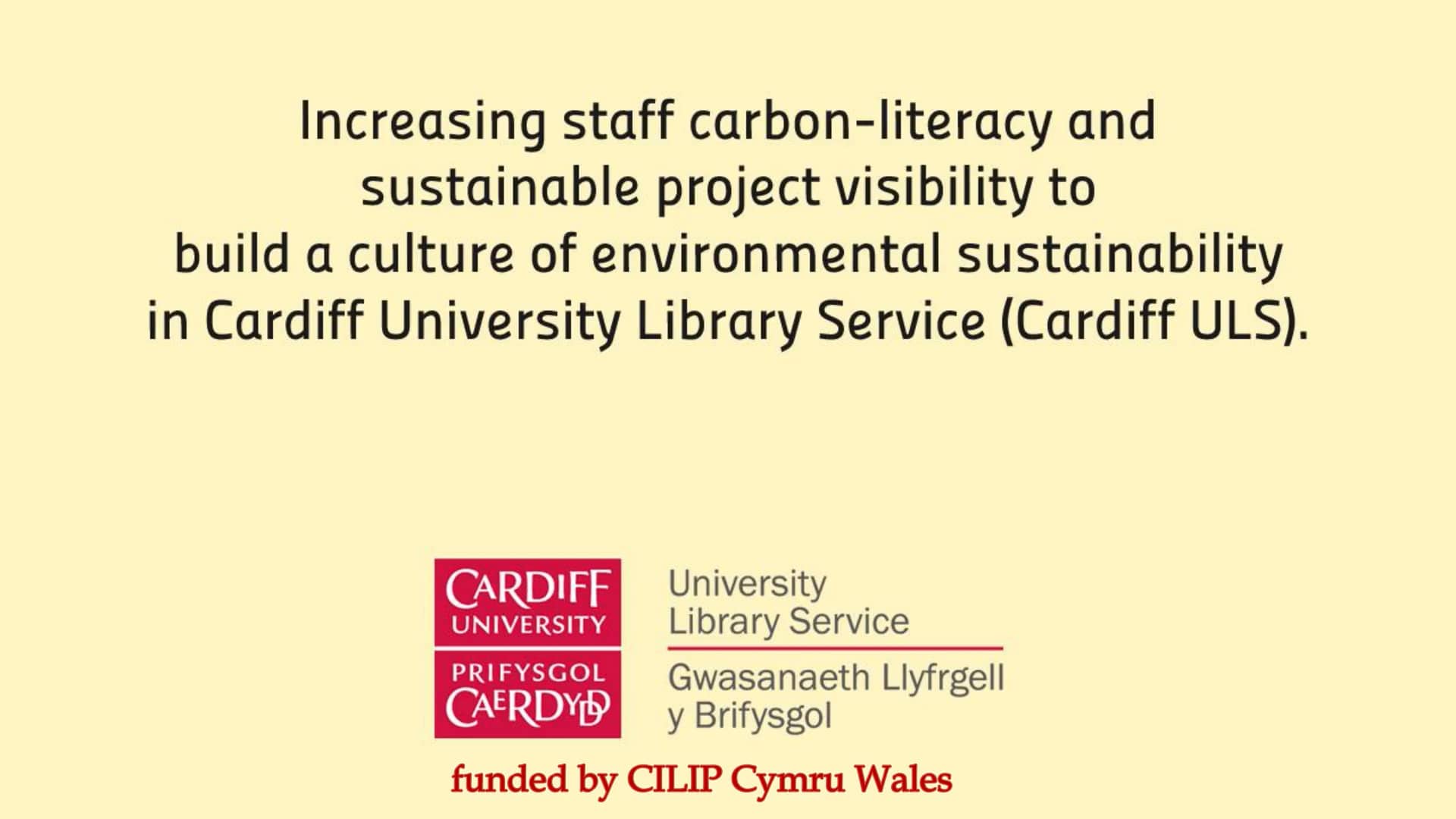 Green Libraries Grant Fun project Cardiff University Libraries on Vimeo