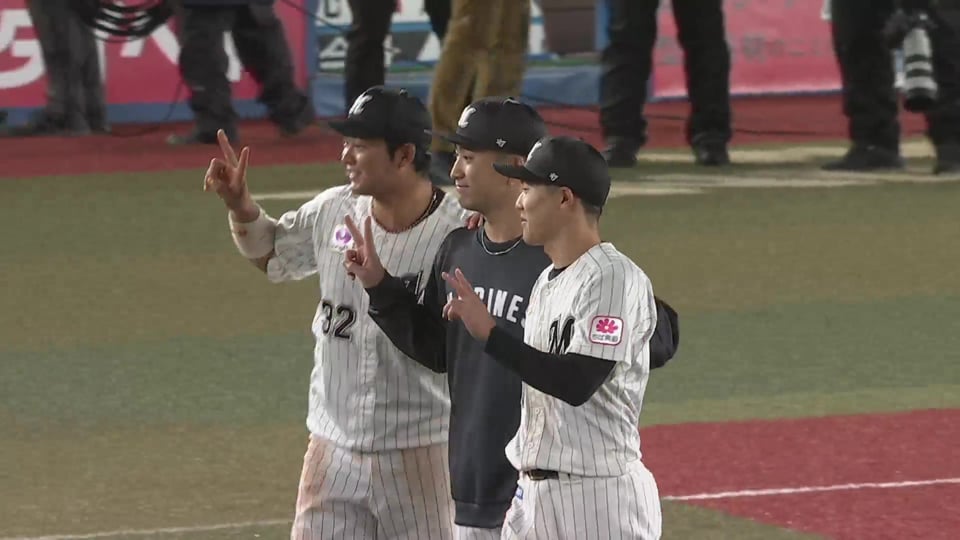 マリーンズ・佐藤都志也選手・友杉篤輝選手・小島和哉投手ヒーローインタビュー 4月26日 千葉ロッテマリーンズ 対 埼玉西武ライオンズ