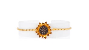 1.90 ct. t.w. Citrine and .90 ct. t.w. Smoky Quartz Sunflower Bolo Bracelet in 18kt Gold Over Sterling