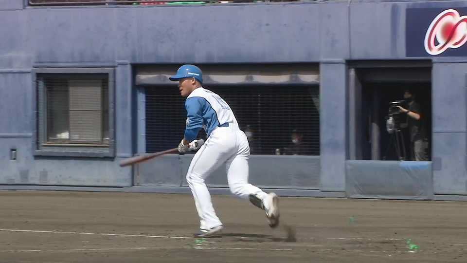 【ファーム】大王の一打で反撃開始!! ファイターズ・王柏融 センターへのタイムリーヒットを放つ!!  2023年4月28日 北海道日本ハムファイターズ 対 読売ジャイアンツ