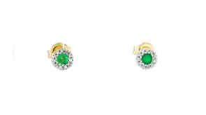 20 ct. t.w. Emerald Stud Earrings with Diamond Accents in 14kt Yellow Gold