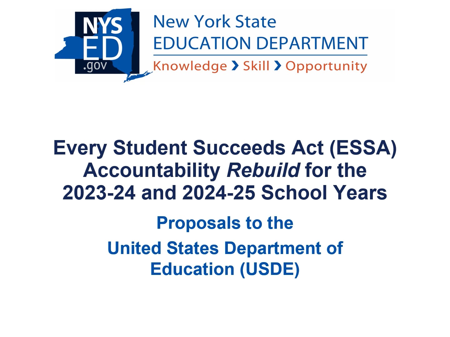 Every Student Succeeds Act (ESSA) Accountability Rebuild for the 202324 and 202425 School