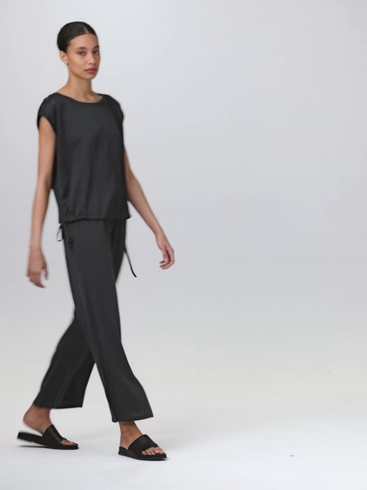 Silk Georgette Crepe Pant with Slits | EILEEN FISHER